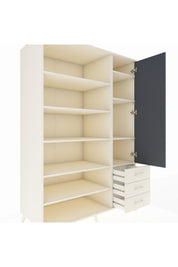 Kronos Dolap 9 Raflı 3 Çekmeceli Tek Kapaklı 132x59x195 Aytaşı-Antrasit/Aytaşı