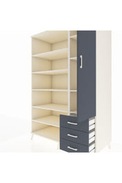 Kronos Dolap 9 Raflı 3 Çekmeceli Tek Kapaklı 132x59x195 Aytaşı-Antrasit/Antrasit