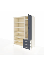 Kronos Dolap 9 Raflı 3 Çekmeceli Tek Kapaklı 132x59x195 Aytaşı-Antrasit/Antrasit