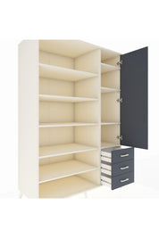 Kronos Dolap 9 Raflı 3 Çekmeceli Tek Kapaklı 132x59x195 Aytaşı-Antrasit/Antrasit