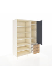 Kronos Dolap 9 Raflı 3 Çekmeceli Tek Kapaklı 132x59x195 Aytaşı-Antrasit/Çam