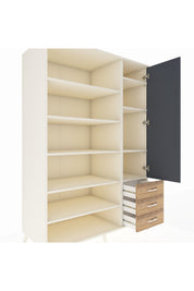 Kronos Dolap 9 Raflı 3 Çekmeceli Tek Kapaklı 132x59x195 Aytaşı-Antrasit/Çam