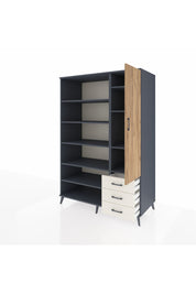 Kronos Dolap 9 Raflı 3 Çekmeceli Tek Kapaklı 132x59x195 Antrasit-Çam/Aytaşı