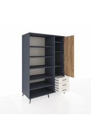 Kronos Dolap 9 Raflı 3 Çekmeceli Tek Kapaklı 132x59x195 Antrasit-Çam/Aytaşı