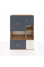 Kronos Dolap 9 Raflı 3 Çekmeceli 5 Kapaklı 132x59x195 Çam-Antrasit/Aytaşı