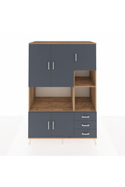 Kronos Dolap 9 Raflı 3 Çekmeceli 5 Kapaklı 132x59x195 Çam-Antrasit/Antrasit