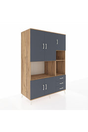 Kronos Dolap 9 Raflı 3 Çekmeceli 5 Kapaklı 132x59x195 Çam-Antrasit/Antrasit