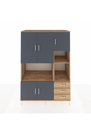 Kronos Dolap 9 Raflı 3 Çekmeceli 5 Kapaklı 132x59x195 Çam-Antrasit/Çam