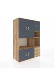 Kronos Dolap 9 Raflı 3 Çekmeceli 5 Kapaklı 132x59x195 Çam-Antrasit/Çam