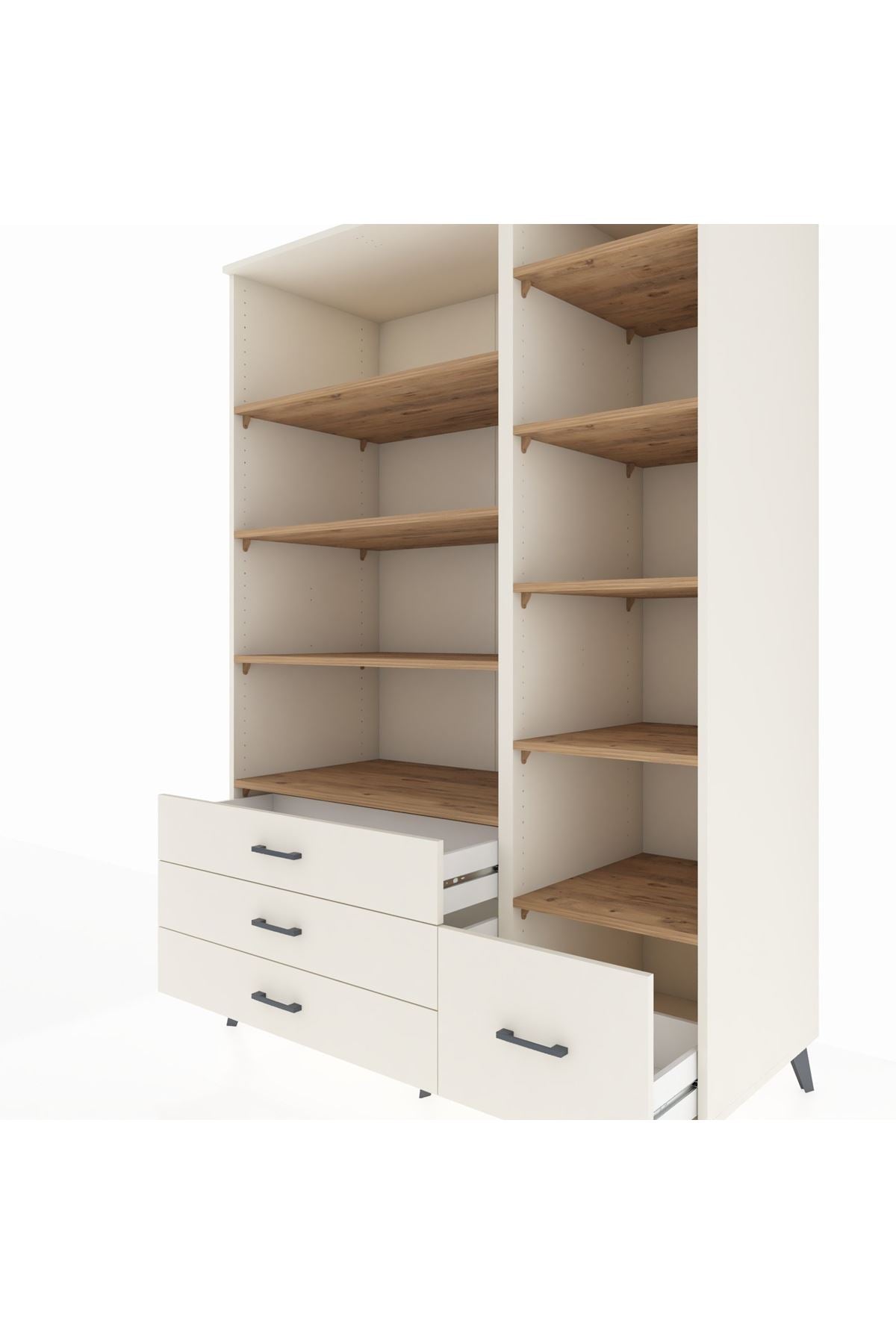 Kronos Dolap 9 Raflı 4 Çekmeceli 132x59x195 Aytaşı-Çam/Aytaşı