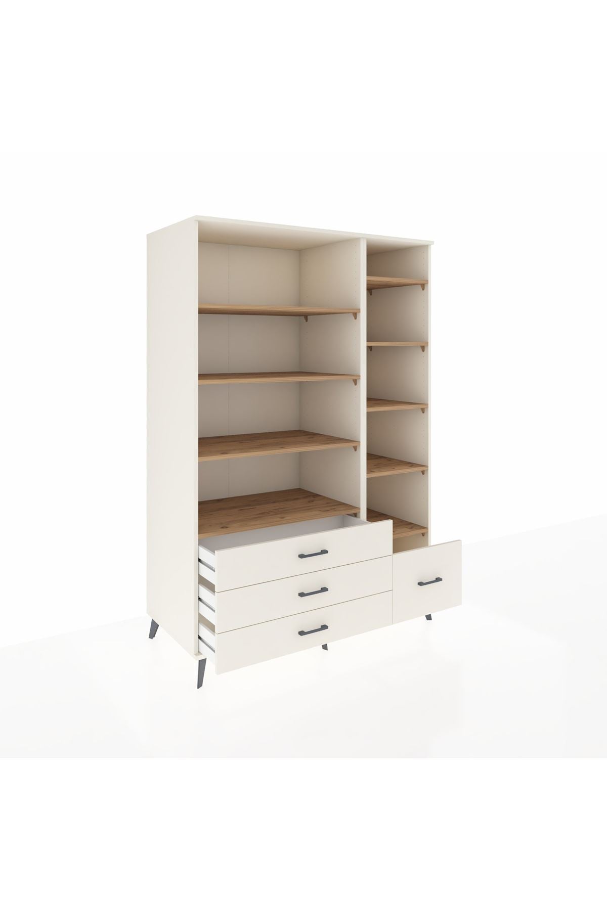 Kronos Dolap 9 Raflı 4 Çekmeceli 132x59x195 Aytaşı-Çam/Aytaşı