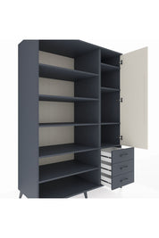 Kronos Dolap 9 Raflı 3 Çekmeceli Tek Kapaklı 132x59x195 Antrasit-Aytaşı/Antrasit