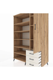 Kronos Dolap 9 Raflı 3 Çekmeceli Tek Kapaklı  132x59x195 Çam-Çam/Aytaşı