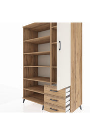 Kronos Dolap 9 Raflı 3 Çekmeceli Tek Kapaklı  132x59x195 Çam-Aytaşı/Çam