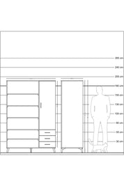 Kronos Dolap 9 Raflı 3 Çekmeceli Tek Kapaklı  132x59x195 Çam-Antrasit/Çam
