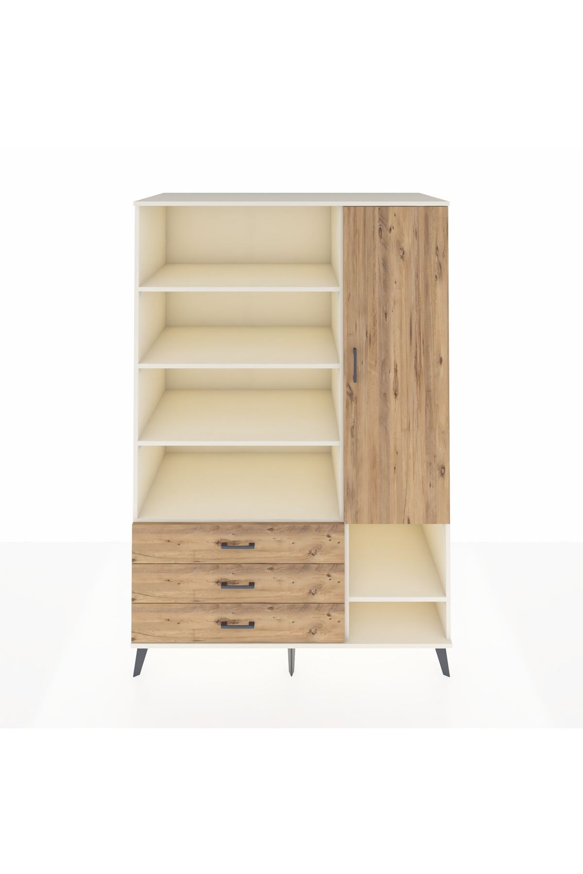 Kronos Dolap 9 Raflı 3 Çekmeceli Tek Kapaklı  132x59x195 Aytaşı-Çam/Çam