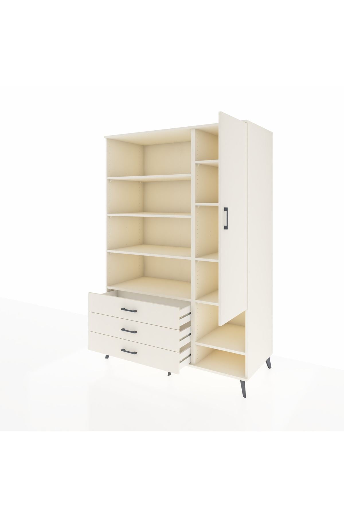 Kronos Dolap 9 Raflı 3 Çekmeceli Tek Kapaklı  132x59x195 Aytaşı-Aytaşı/Aytaşı