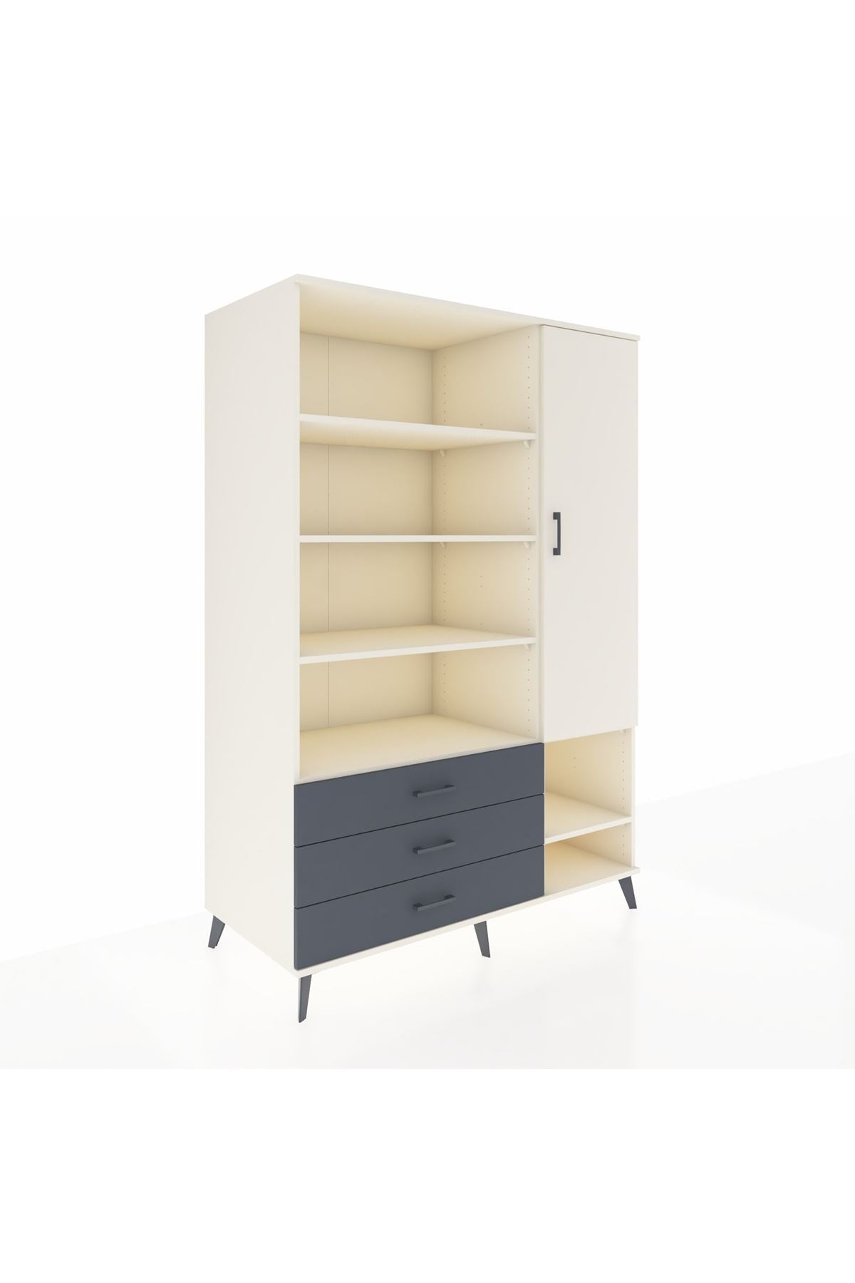 Kronos Dolap 9 Raflı 3 Çekmeceli Tek Kapaklı  132x59x195 Aytaşı-Aytaşı/Antrasit