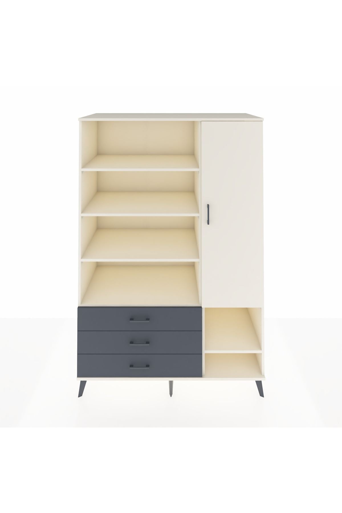 Kronos Dolap 9 Raflı 3 Çekmeceli Tek Kapaklı  132x59x195 Aytaşı-Aytaşı/Antrasit