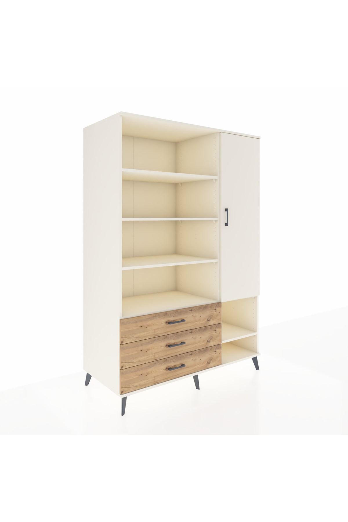 Kronos Dolap 9 Raflı 3 Çekmeceli Tek Kapaklı  132x59x195 Aytaşı-Aytaşı/Çam