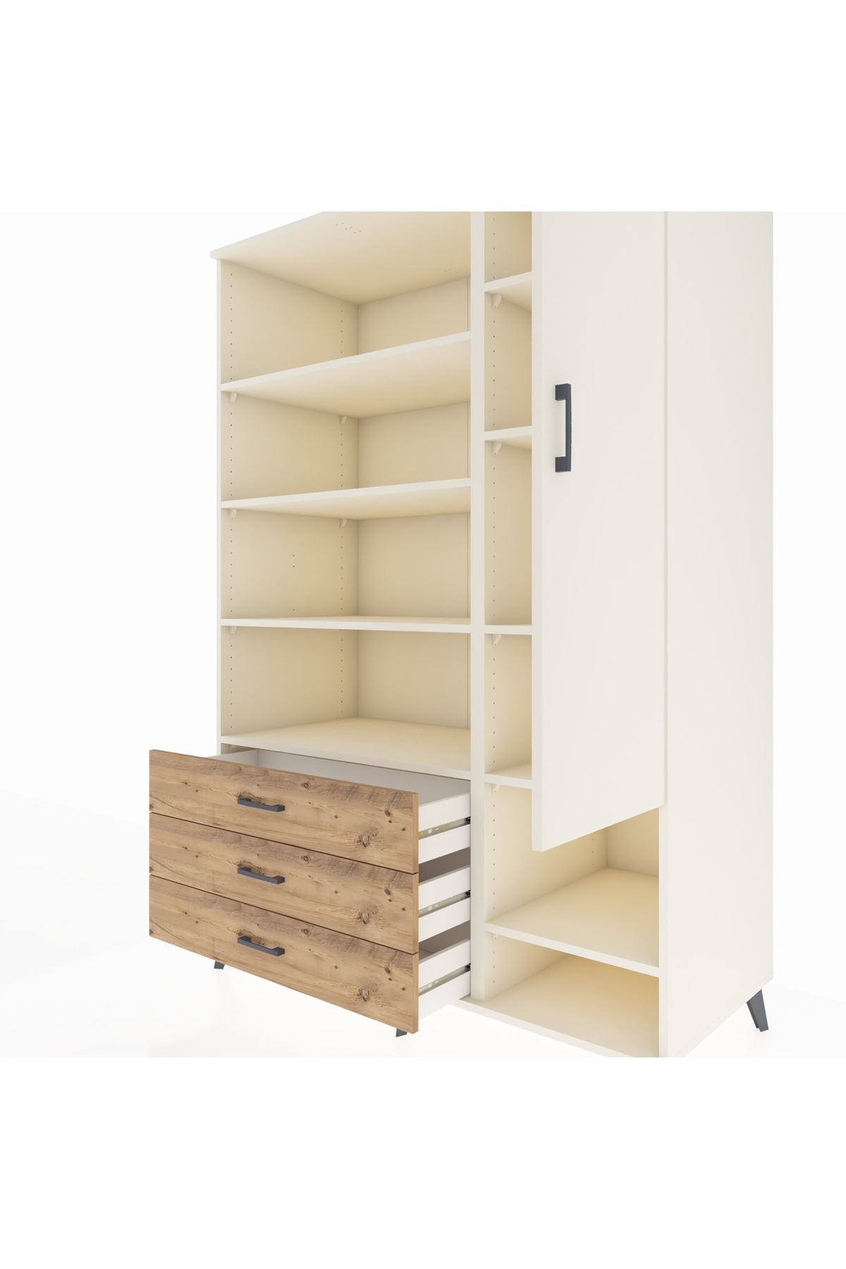 Kronos Dolap 9 Raflı 3 Çekmeceli Tek Kapaklı  132x59x195 Aytaşı-Aytaşı/Çam