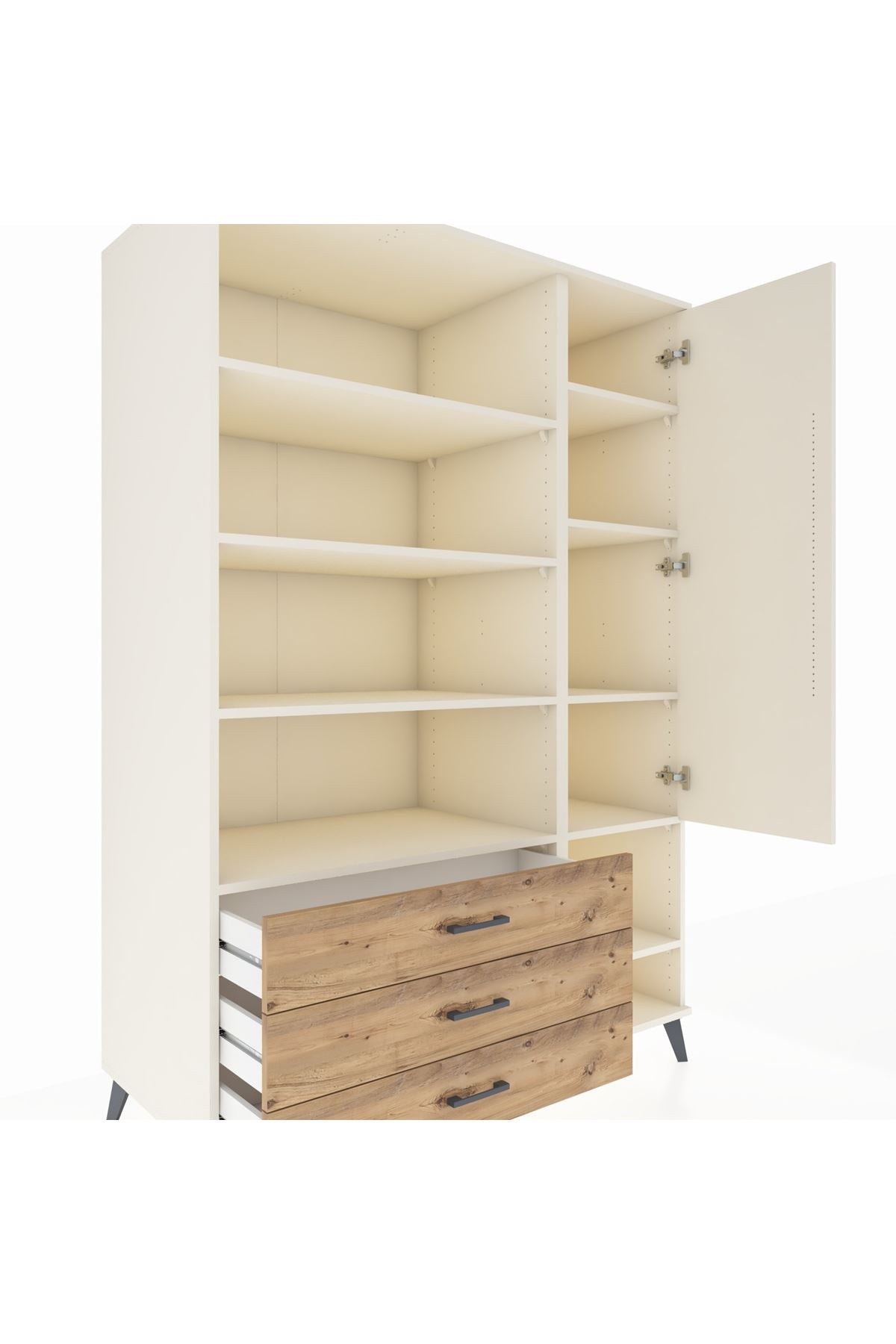 Kronos Dolap 9 Raflı 3 Çekmeceli Tek Kapaklı  132x59x195 Aytaşı-Aytaşı/Çam