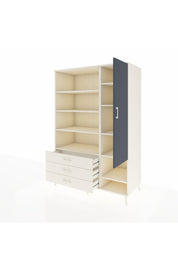 Kronos Dolap 9 Raflı 3 Çekmeceli Tek Kapaklı  132x59x195 Aytaşı-Antrasit/Aytaşı