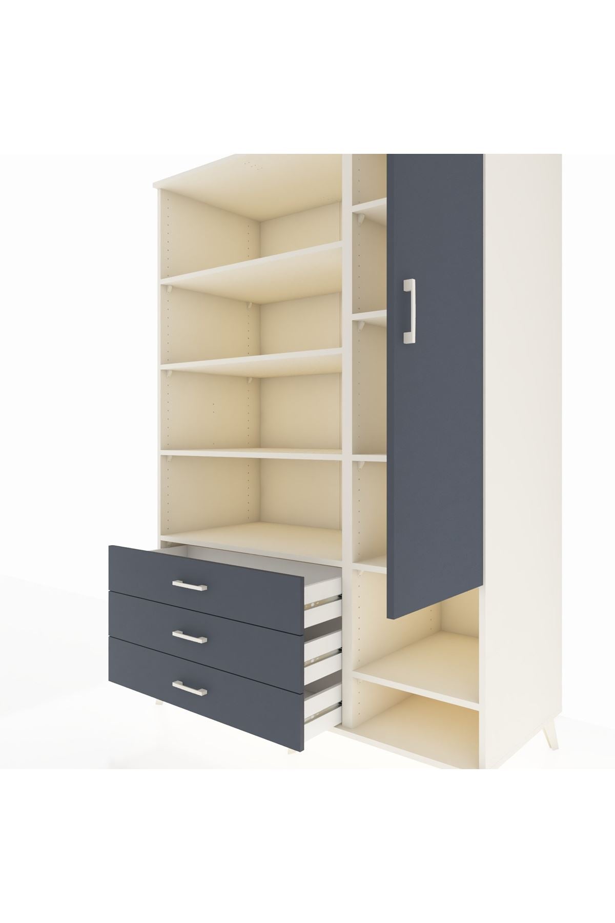 Kronos Dolap 9 Raflı 3 Çekmeceli Tek Kapaklı  132x59x195 Aytaşı-Antrasit/Antrasit