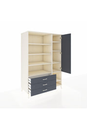 Kronos Dolap 9 Raflı 3 Çekmeceli Tek Kapaklı  132x59x195 Aytaşı-Antrasit/Antrasit