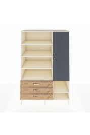 Kronos Dolap 9 Raflı 3 Çekmeceli Tek Kapaklı  132x59x195 Aytaşı-Antrasit/Çam