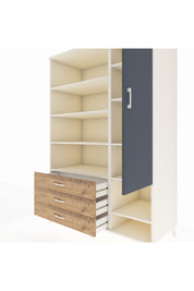 Kronos Dolap 9 Raflı 3 Çekmeceli Tek Kapaklı  132x59x195 Aytaşı-Antrasit/Çam