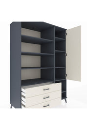 Kronos Dolap 9 Raflı 3 Çekmeceli Tek Kapaklı  132x59x195 Antrasit-Aytaşı/Aytaşı