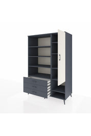 Kronos Dolap 9 Raflı 3 Çekmeceli Tek Kapaklı  132x59x195 Antrasit-Aytaşı/Antrasit