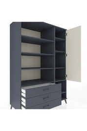 Kronos Dolap 9 Raflı 3 Çekmeceli Tek Kapaklı  132x59x195 Antrasit-Aytaşı/Antrasit