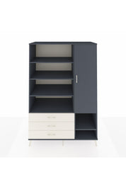 Kronos Dolap 9 Raflı 3 Çekmeceli Tek Kapaklı  132x59x195 Antrasit-Antrasit/Aytaşı