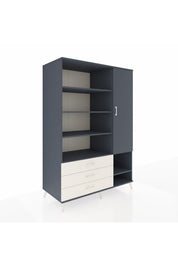 Kronos Dolap 9 Raflı 3 Çekmeceli Tek Kapaklı  132x59x195 Antrasit-Antrasit/Aytaşı