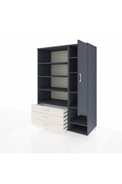 Kronos Dolap 9 Raflı 3 Çekmeceli Tek Kapaklı  132x59x195 Antrasit-Antrasit/Aytaşı