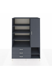 Kronos Dolap 9 Raflı 3 Çekmeceli Tek Kapaklı  132x59x195 Antrasit-Antrasit/Antrasit