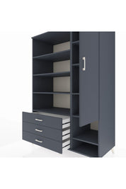 Kronos Dolap 9 Raflı 3 Çekmeceli Tek Kapaklı  132x59x195 Antrasit-Antrasit/Antrasit