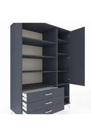 Kronos Dolap 9 Raflı 3 Çekmeceli Tek Kapaklı  132x59x195 Antrasit-Antrasit/Antrasit