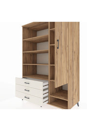 Kronos Dolap 9 Raflı 3 Çekmeceli Tek Kapaklı  132x59x195 Çam-Çam/Aytaşı