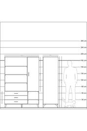 Kronos Dolap 9 Raflı 3 Çekmeceli Tek Kapaklı  132x59x195 Çam-Çam/Çam