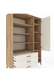 Kronos Dolap 9 Raflı 3 Çekmeceli Tek Kapaklı  132x59x195 Çam-Aytaşı/Aytaşı