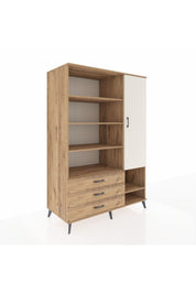 Kronos Dolap 9 Raflı 3 Çekmeceli Tek Kapaklı  132x59x195 Çam-Aytaşı/Çam