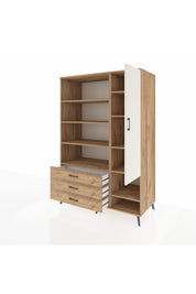 Kronos Dolap 9 Raflı 3 Çekmeceli Tek Kapaklı  132x59x195 Çam-Aytaşı/Çam