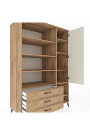 Kronos Dolap 9 Raflı 3 Çekmeceli Tek Kapaklı  132x59x195 Çam-Aytaşı/Çam