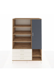 Kronos Dolap 9 Raflı 3 Çekmeceli Tek Kapaklı  132x59x195 Çam-Antrasit/Aytaşı