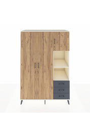 Kronos Dolap 5 Raflı 3 Çekmeceli Tek Askılı 132x59x195 Aytaşı-Çam/Antrasit