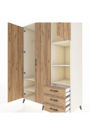Kronos Dolap 5 Raflı 3 Çekmeceli Tek Askılı 132x59x195 Aytaşı-Çam/Çam