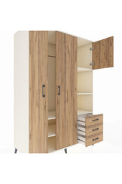Kronos Dolap 5 Raflı 3 Çekmeceli Tek Askılı 132x59x195 Aytaşı-Çam/Çam